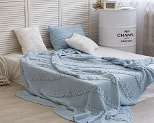 комплект плед с косами (180*220) и 2 наволочки (50*50) св. голубой в Тамбове