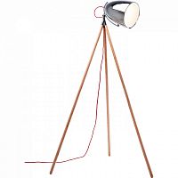 торшер chromatic tripod хром на деревянном основании в Тамбове