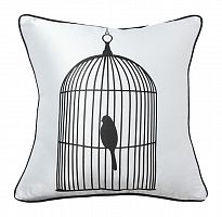 подушка с птичкой в клетке birdie in a cage white в Тамбове