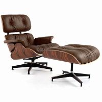 кресло eames style lounge chair & ottoman premium коричневое в Тамбове