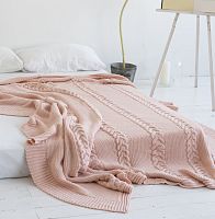 комплект плед с косами (180*220) и 2 наволочки (50*50) св. персик в Тамбове