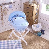 колыбель-переноска gift wicker moses basket белая, голубое белье в Тамбове