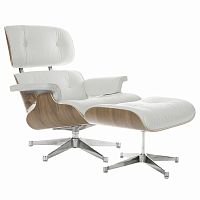 кресло eames style lounge chair & ottoman белое в Тамбове