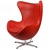 кресло arne jacobsen style egg chair кожа красное в Тамбове