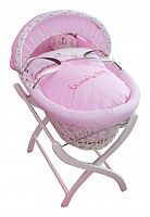 колыбель-переноска gift wicker moses basket белая, розовое белье в Тамбове