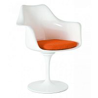 кресло tulip armchair бело-оранжевое шерсть в Тамбове