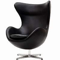 кресло с подлокотниками arne jacobsen style egg chair черное в Тамбове