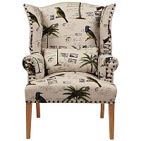 кресло мягкое с ушами quinn tufted armchair бежевое с рисунком в Тамбове