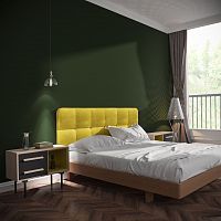 кровать двуспальная с мягким изголовьем 180x200 желтая tube в Тамбове